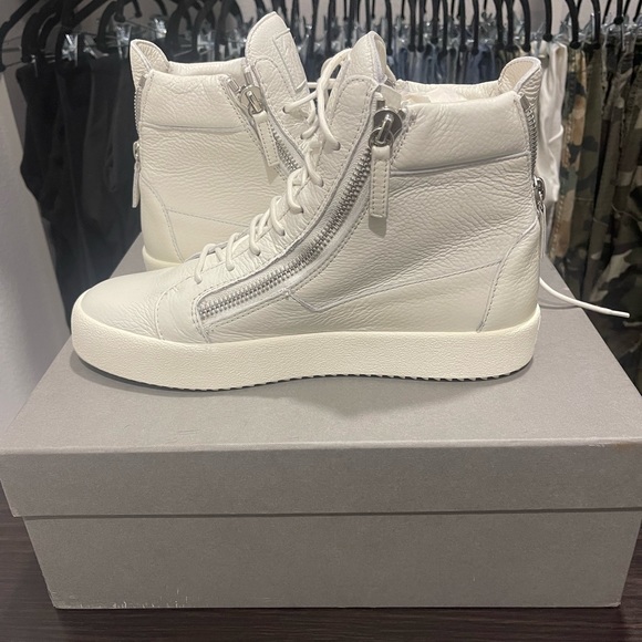 Giuseppe Zanotti White May London High-Top Silver Zipper Sz 43/10 Designer - Picture 6 of 15
